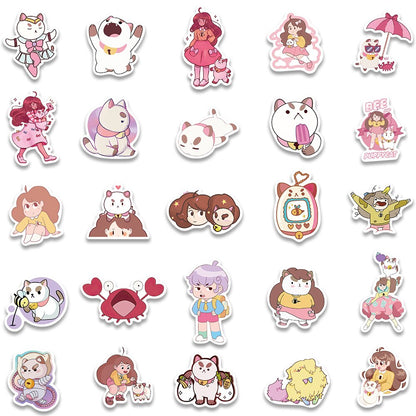 Puppycat and Bee Stickers- 50ct