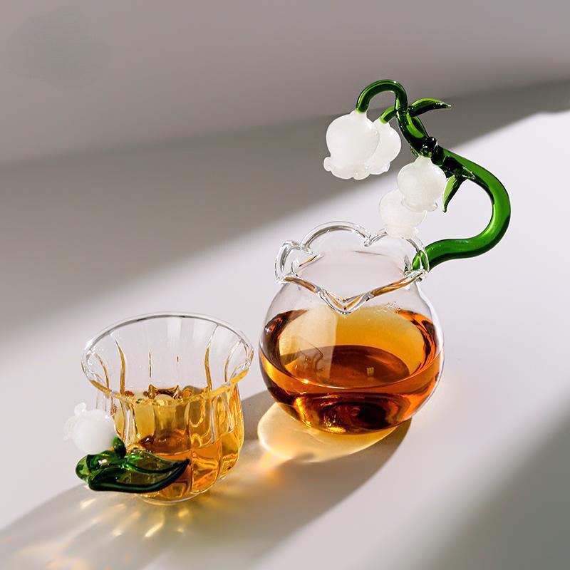Glass Bell Orchid Drink Set
