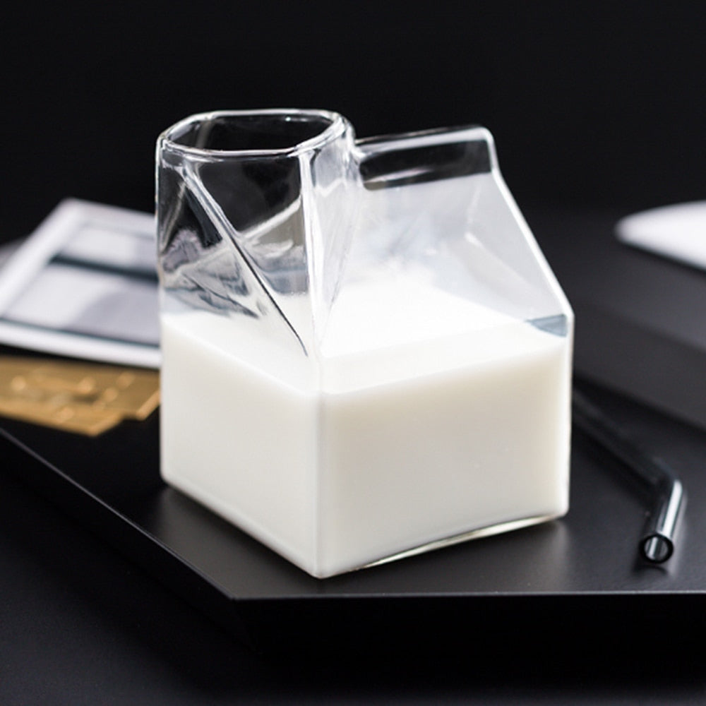 Milk Carton Glass Cup