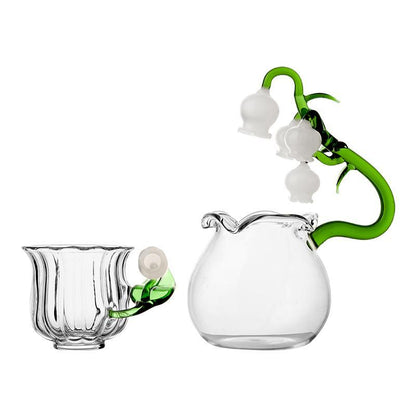 Glass Bell Orchid Drink Set