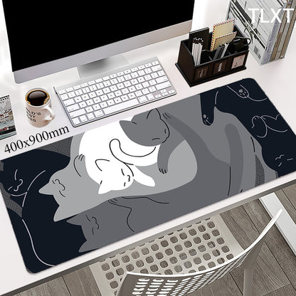 Cuddling Black and White Cats Computer Mat