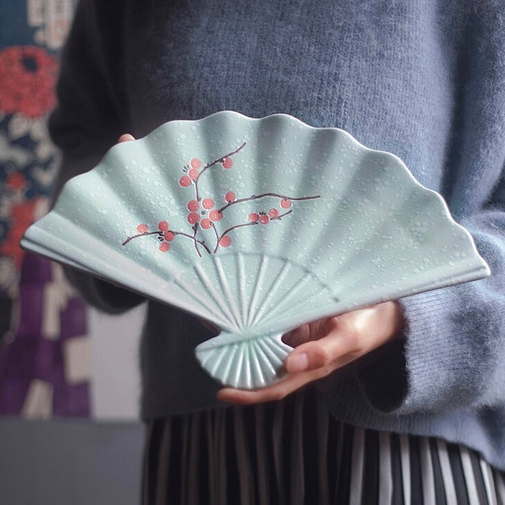 Japanese Glazed Fan Plates